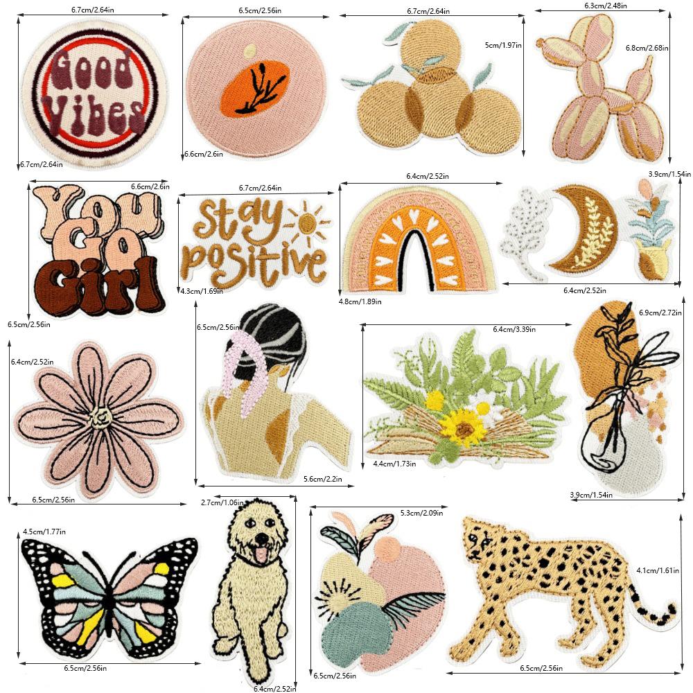 1Set Mixed Style Embroidery Patches Iron On Applique Dress Clothing Repair Decoration Badges