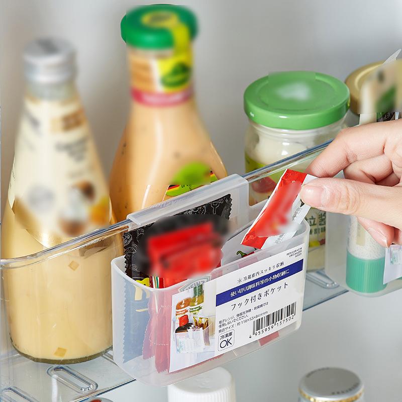 Refrigerator Multi Function Hanging Translucent Seasoning Bag Storage Box Refrigerator Side Door Sundries Sorting Storage Box