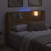 Storage Headboard with LED Artisan Oak Wood Material