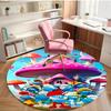 Blue Smurfs Print Round Rug, Washable Floor Carpet, For Entryway Dorm Laundry Room Office Study, Home Decor Birthday Christmas Gift