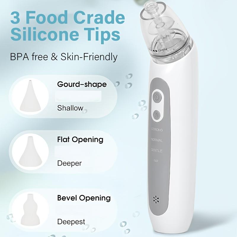 Portable USB Rechargeable Electric Sniffer, 3 Adjustable Suction Levels, Electric Nose Cleaner, Snot Extractor with Music, with 3 Silicone Heads