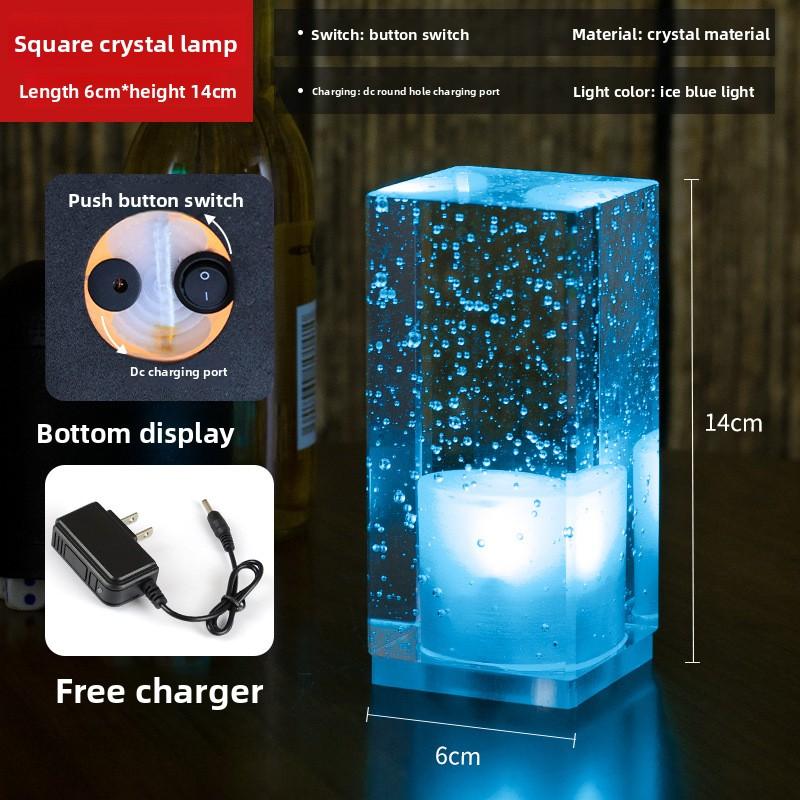 Bar Table Lamp Led Rechargeable Crystal Lamp Creative Personality Restaurant KTV Atmosphere Bedside Lamp Night Light Decorative Table Lamps