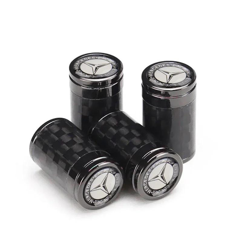 4pcs for Mercedes Benz Carbon Fiber Car Tyre Stem Air Valve Caps W204 GLK W203 W205 W212 W211 W124 W176 CLA CLK SL ML C E Class