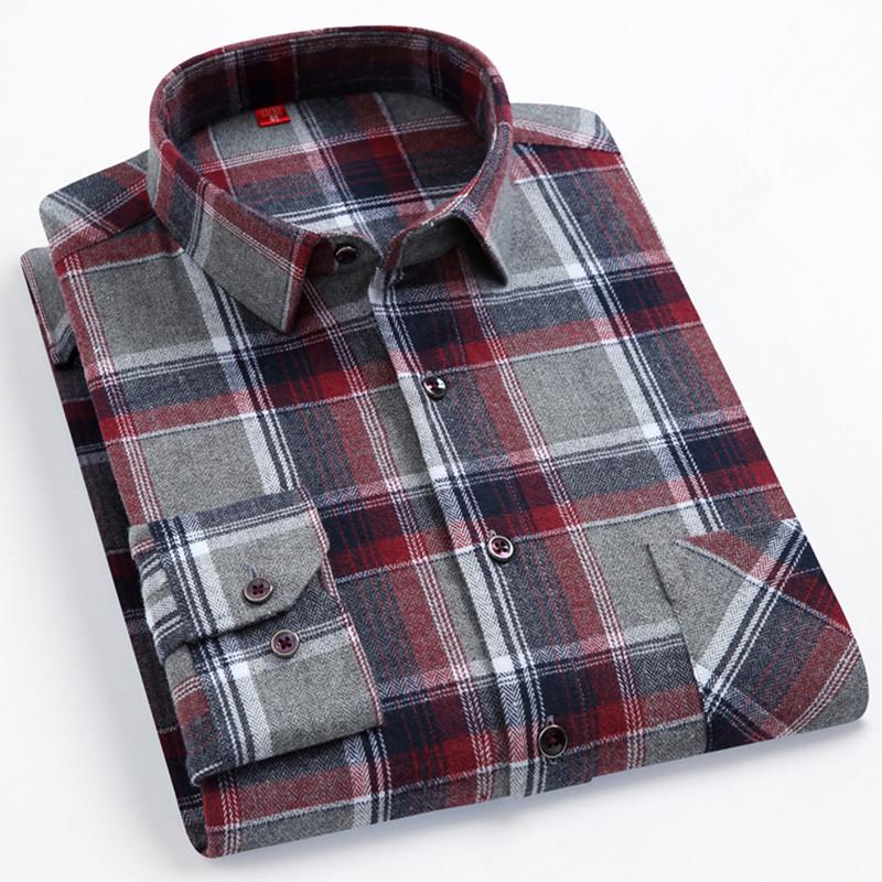 High Quality Men's Autumn New Long Sleeve Shirt Soft Fit British Style Home Leisure 100% Cotton Plaid Stripe Outdoor Travel Tops