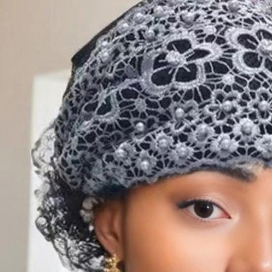 Yousheng Dam Pannband Ihålig Design Broderi Spets Blomma Elastiskt Pannband med Imitationspärlor Glittrande Strass Inlagd Hår