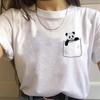 Korean Style Casual Short-Sleeved T-Shirt for Women Spring/Summer Cartoon Panda Print Loose Base Shirt Polyester Fabric