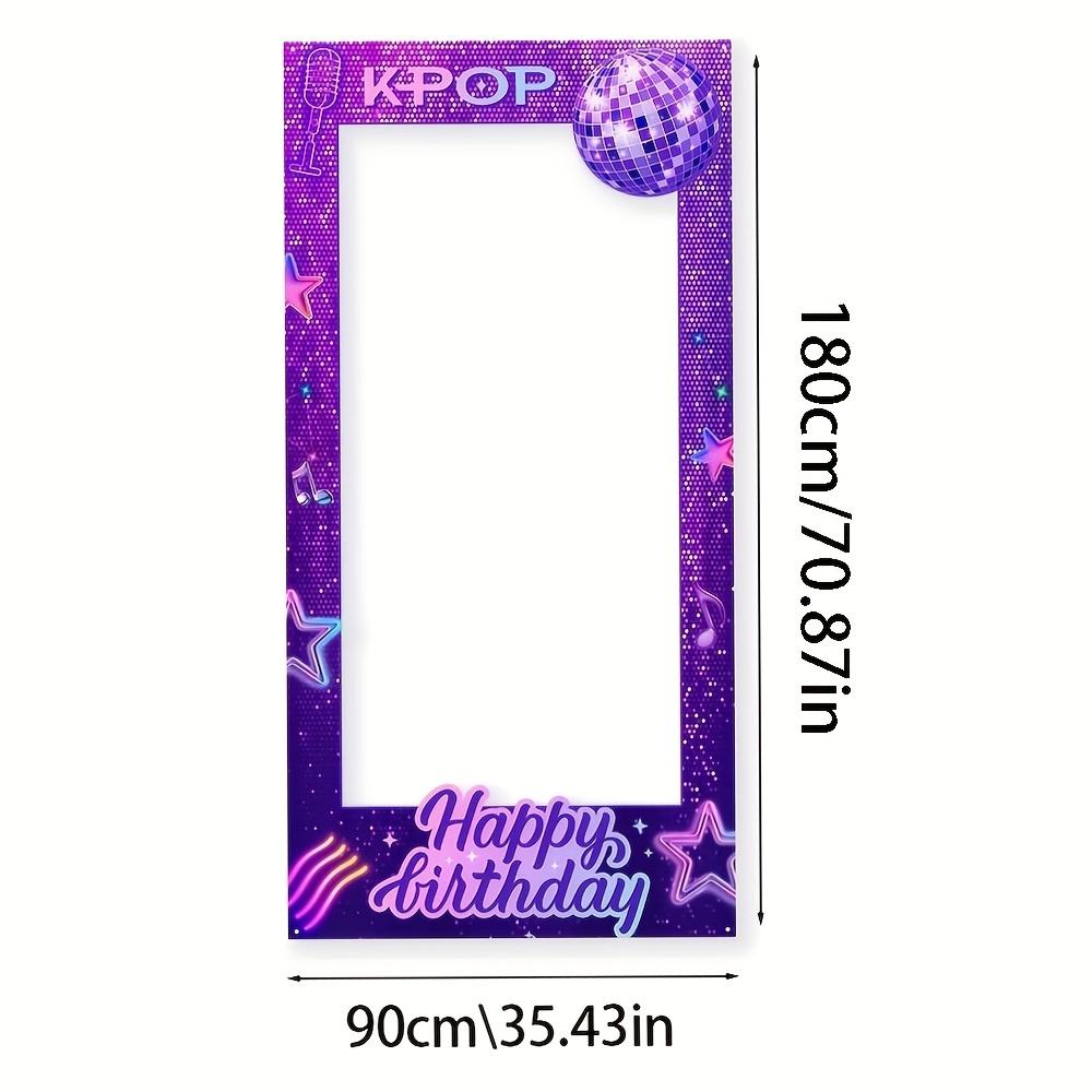 

1Pcs Colorful Disco Ball Photo Frame Photo Booth Props Purple Theme Star Note Microphone Pattern Happy Birthday Photo Decoration