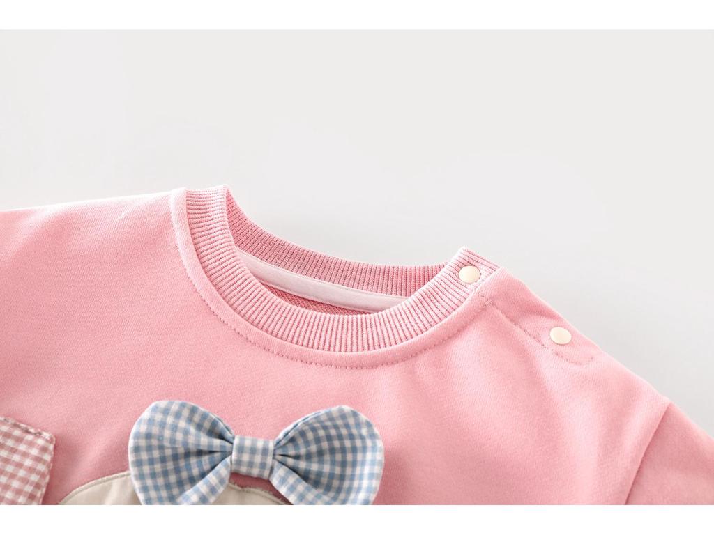 Adorable Girls' Cartoon Bow Sweatshirt & Lace Sweatpants Set - 2025 Autumn Collection