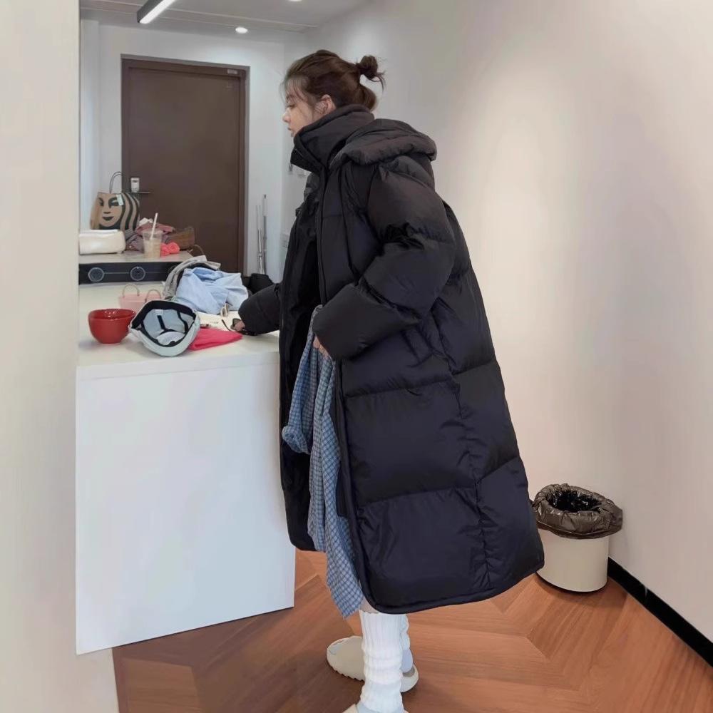 

Длинный пуховик для женщин ниже колена, новое утолщенное большое одеяло, свободная зимняя куртка с хлопковой подкладкой XL