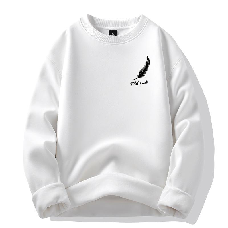 Padded Hooded Sweater Men's Autumn and Winter New Cotton Loose Feather Print Fashion Jacket