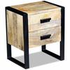 Side Table with 2 Drawers Mango Wood 43 X 33 X 51 Cm