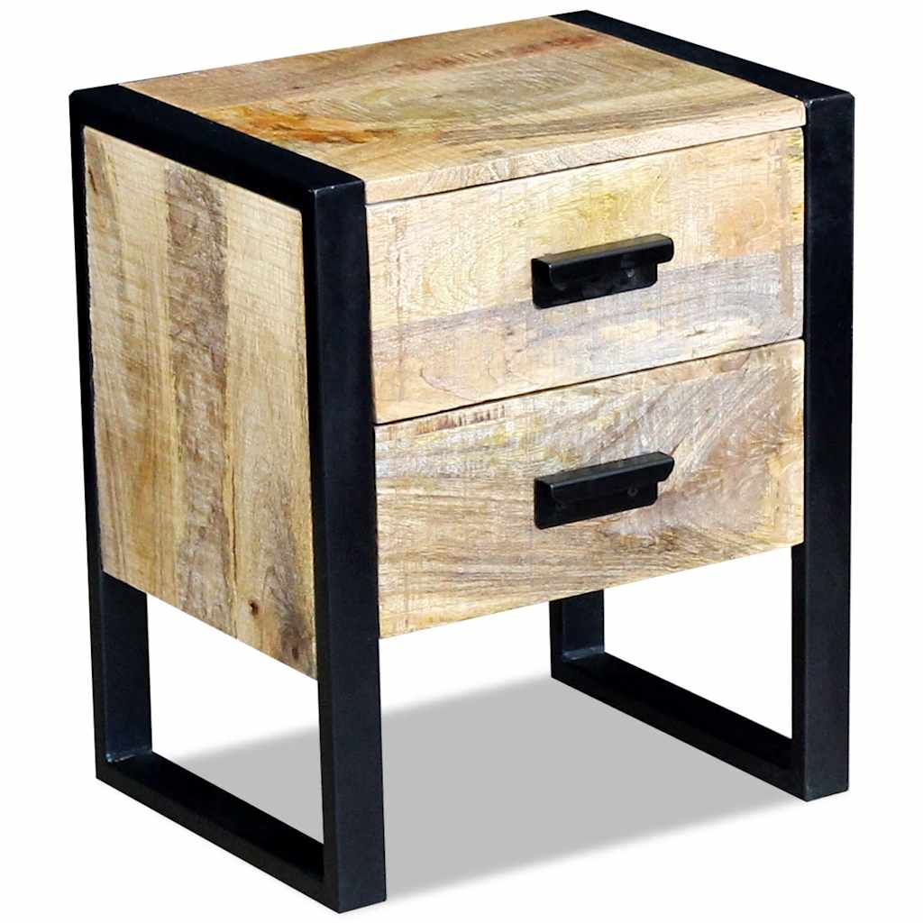 Side Table with 2 Drawers Mango Wood 43 x 33 x 51 cm