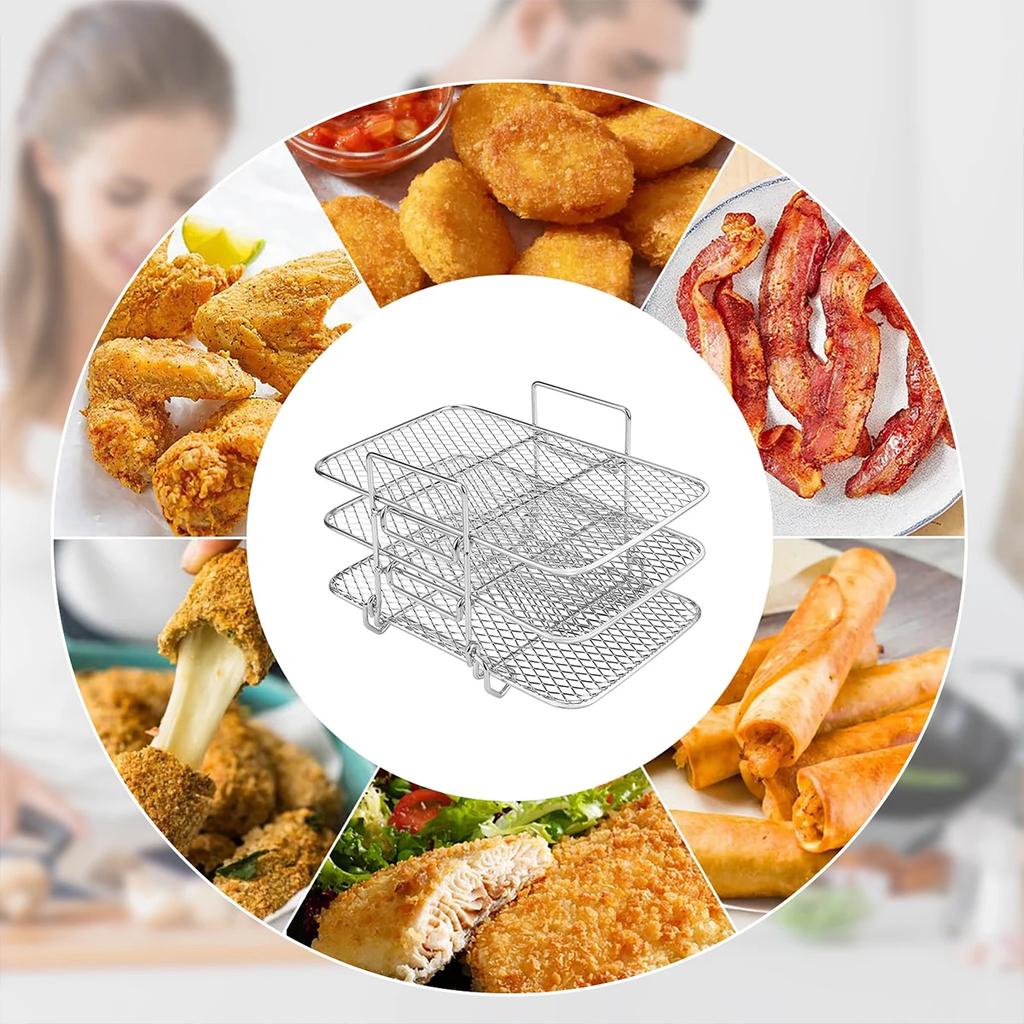 304 Air Fryer Rack for Ninja Air Fryer Multi-Layer Double Basket Air Fryer Accessories Stainless Steel Grilling Rack Cooking