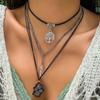 Ingemark 3Pcs/Set Vintage Crystal Stone Pendant Necklaces Women Fashion Sliver Color Metal Tree Chokers Neck Chain New Jewelry