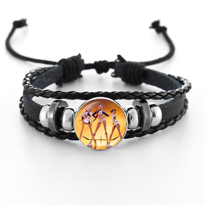 Cross-border Fashion Demon Hunter Bracelet: Time Gem Bangle for Men and Women, Couple's Leather Woven Black Hand Rope