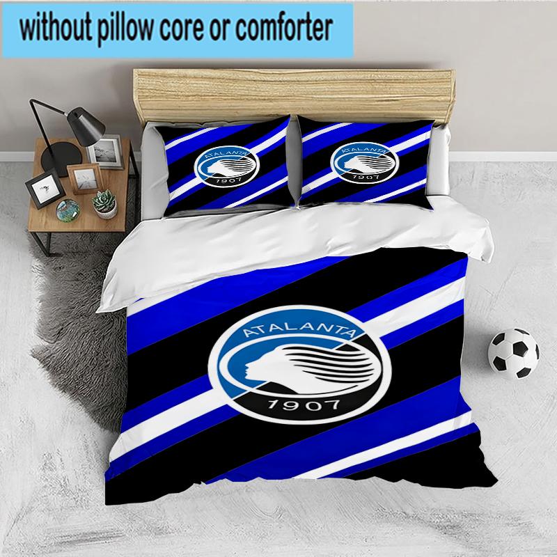 3PCS Football Atalanta Bedding set,Ideal For1pc Duvet Cover And 2pcs Pillowcases Perfect for Christmas gift,Ideal for Bedroom, Dormitory