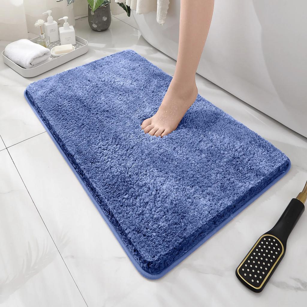 Rounded and Thickened Bathroom Floor Mat, Bathtub Absorbent Mat, Plush Material, Anti Slip Foot Mat, Entrance Door Mat, Bathroom
