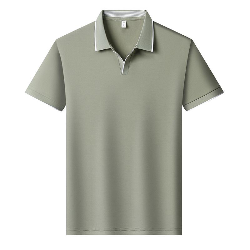 Seagull Collar Men's Casual Solid Color Short Sleeve Polo Shirt