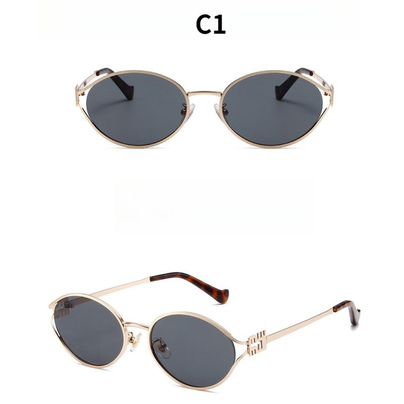 Women's sunglasses, men's and women's fashion round-frame metal sunglasses