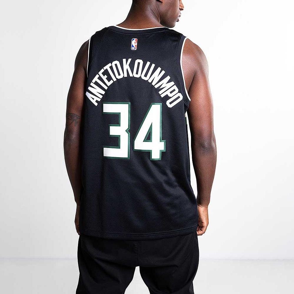 Nike NBA Sports Basketball Jersey/Vest SW Fan Edition limited Milwaukee Bucks Alphabet 34 Black Men's AT9806-011
