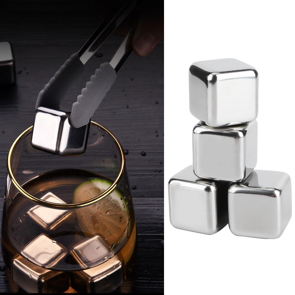 4 piece 304 Stainless Steel Whiskey Stones Fast Cooling Chilling Stones For Whiskey