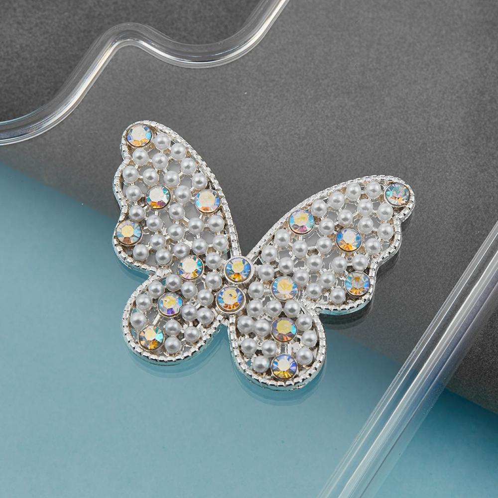 DIY Phone Case Accessory Alloy Butterfly Charm with Beads Rhinestone Decoration Handmade Crafts