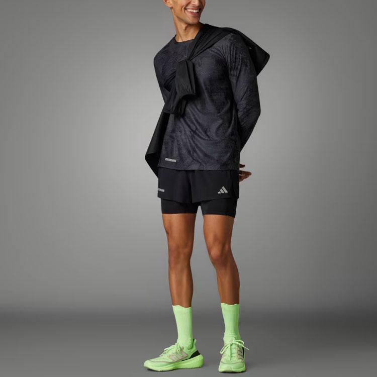Adidas Ultimate 2-In-1 Shorts With Reflective Logo And Elastic Waist Men Bottoms Black IL7186