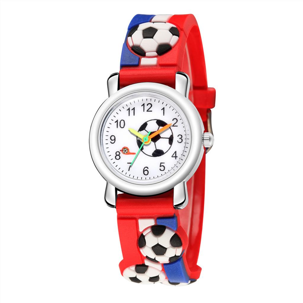 Kinder-Quarz-Uhr mit Fußball-Design Verstellbares Silikonarmband Langlebiges rundes Zifferblatt Leicht zu lesende Ziffern Leichte Uhr für Kinder