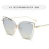 New Brand Designer Cateye Sunglasses Women Vintage Metal Glasses For Women Mirror Retro Lunette eil Femme UV400