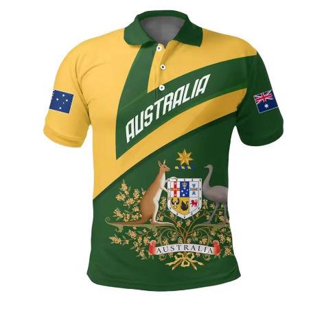 Australian flag polo shirt lapel short sleeve top summer trend clothes 3D printing oversized t-shirt