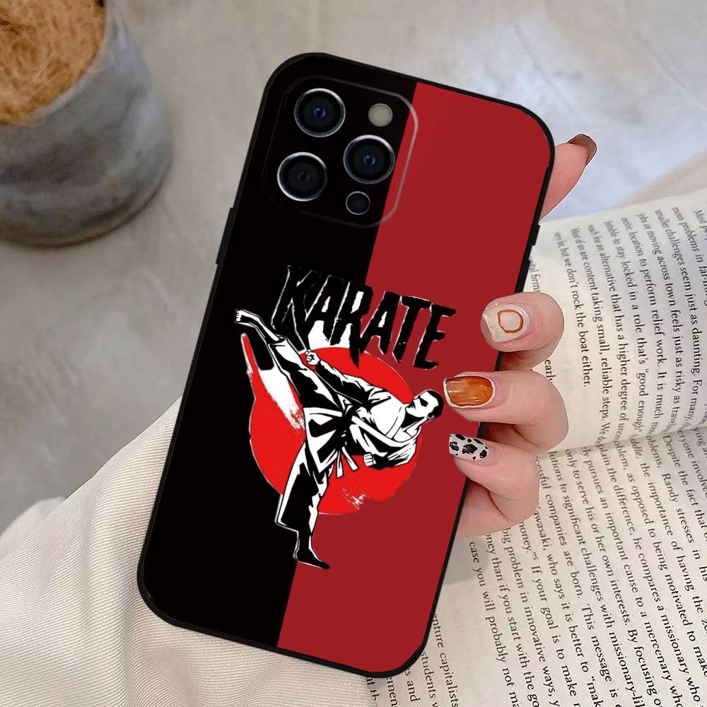 Karate Phone Case For iPhone 17,16,15,14,13,12,11 Plus,Pro Max,XS,Soft Silicone Black Cover