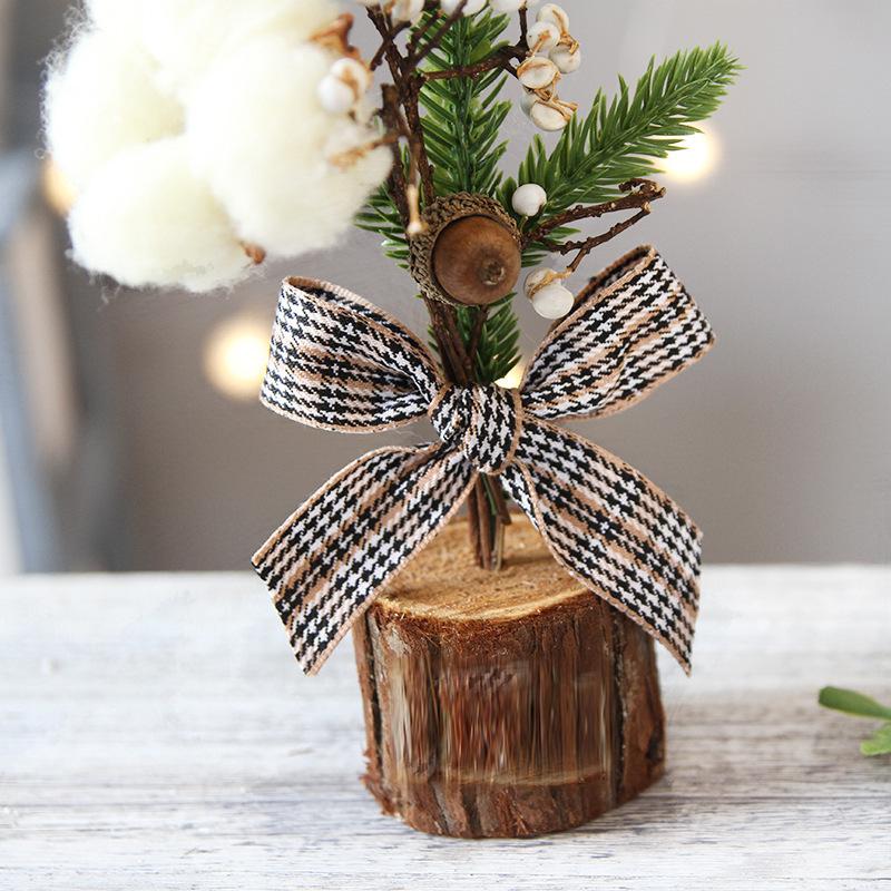 25cm Mini Christmas Tree with Pine Needles, Red Berries, and Acorns for Desktop or Window Decoration