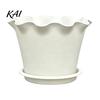 Plant Containers for Flowers Wavy Edge Planter with Saucer, Thickened Flower Pot Simple Style Planting Drainage Holes, Modern Indoor Outdoor