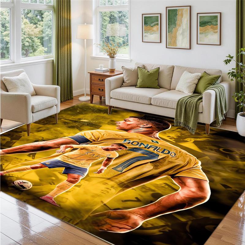 Cristiano Ronaldo Design Crystal Velvet Rug Soft Decorative Mat for Bedroom Entrance