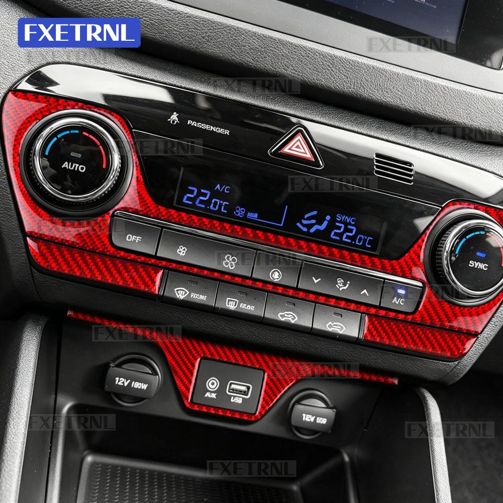 Real Soft Carbon Fiber Sticker for Hyundai Tucson TL/TLE 2015 2016 2017 2018 2019 2020 Interior Center Air Conditioning Panel