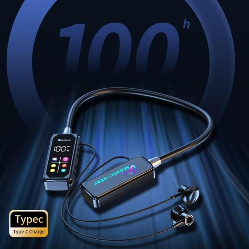 LED Digital Display Wireless Earbuds Neckband Long Standby Bluetooth Headphones  Mobile Gaming