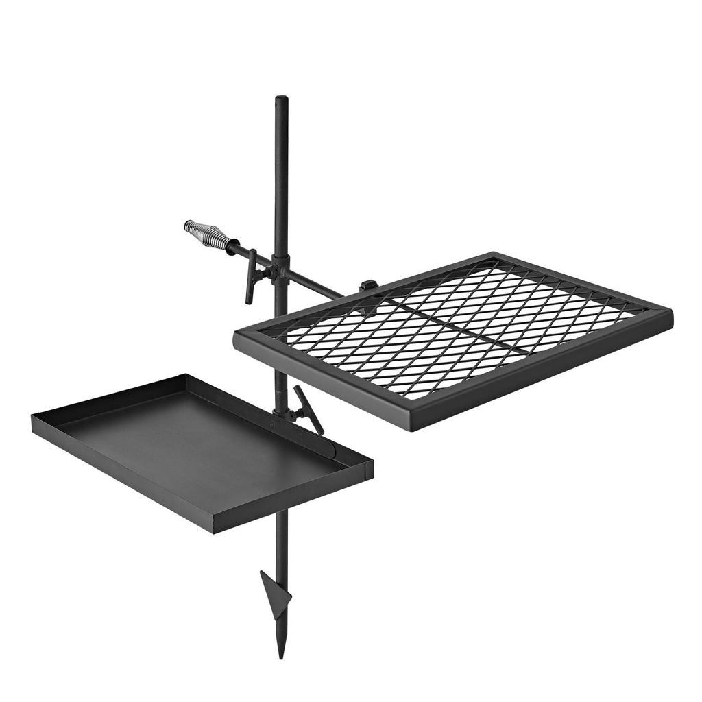 Heavy Duty Swivel Campfire Grill, Double Layer Portable Camping Grill Grate & Griddle, Sturdy Steel BBQ Mesh, 360° Height Adjustable Over Fire Pit,