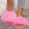 Fashion Chic Faux Fur Warm Plush Slippers for Women Mic Color Open Toe Fur Slippers Woman Winter Slip On Non Slip Cotton Slides Lady