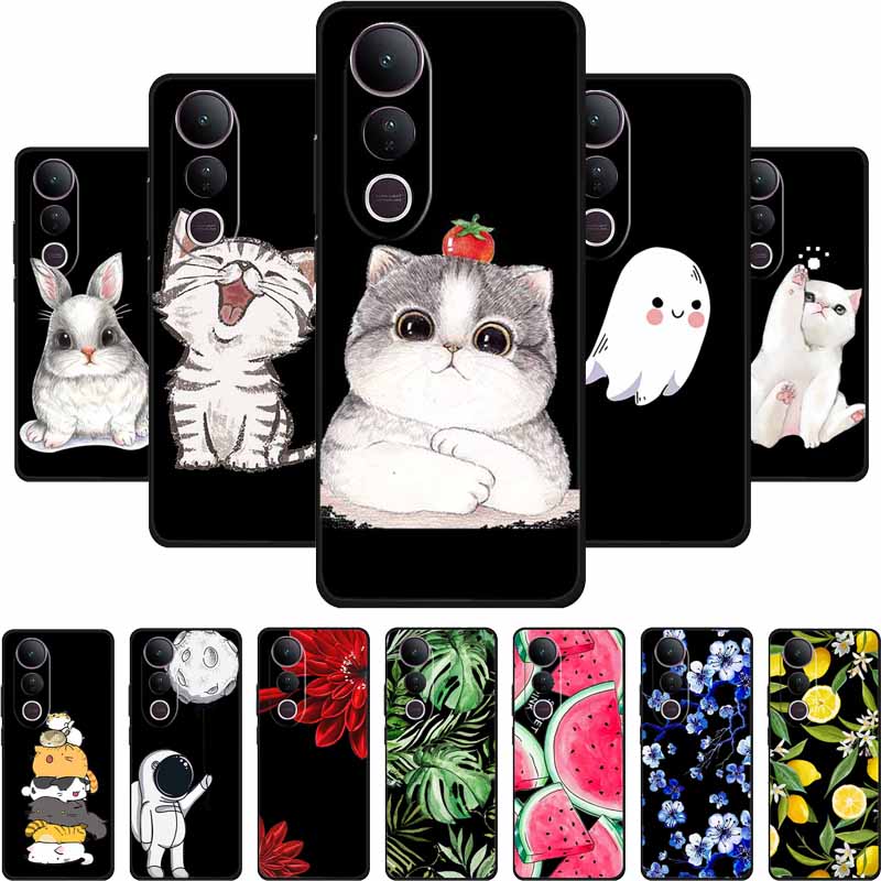 Coque For Vivo V50 Lite Case V 50 Lite Cartoon Cat Black Silicone Soft TPU Back Cover For Vivo S20 V40 S19 Pro V50 5G Phone Case