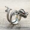 Ring Wedding Ring Dragon Signet Adjustable Vintage Men's Silver Metal