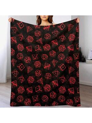 D20 Würfelset Muster (rot) Kuscheldecke Thermisch Bett kariert Gefüllt Für Sofa Dünne Decken