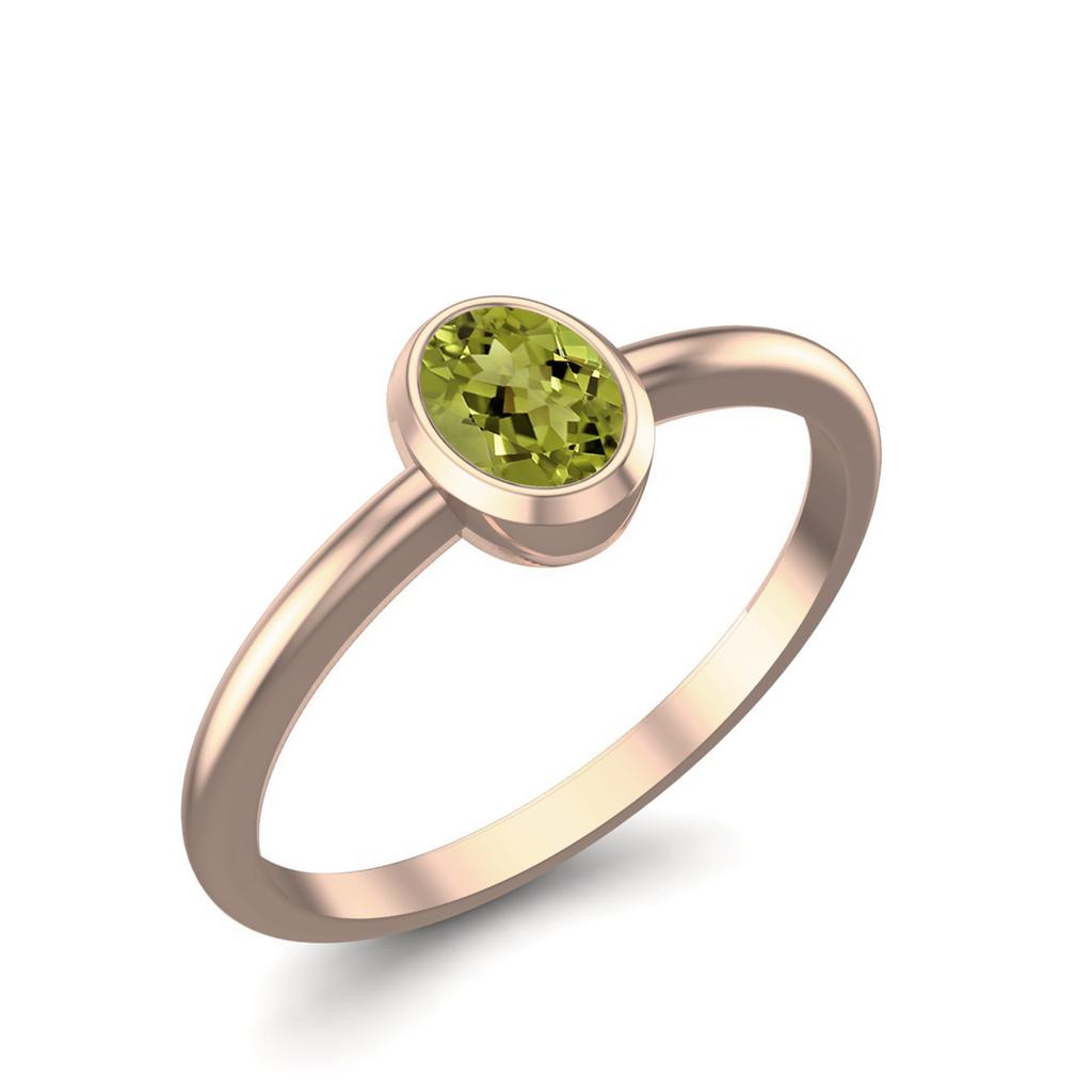 0.25 Ctw Oval Peridot 925 Sterling Silver Rose Vermeil Solitaire Women Wedding Ring