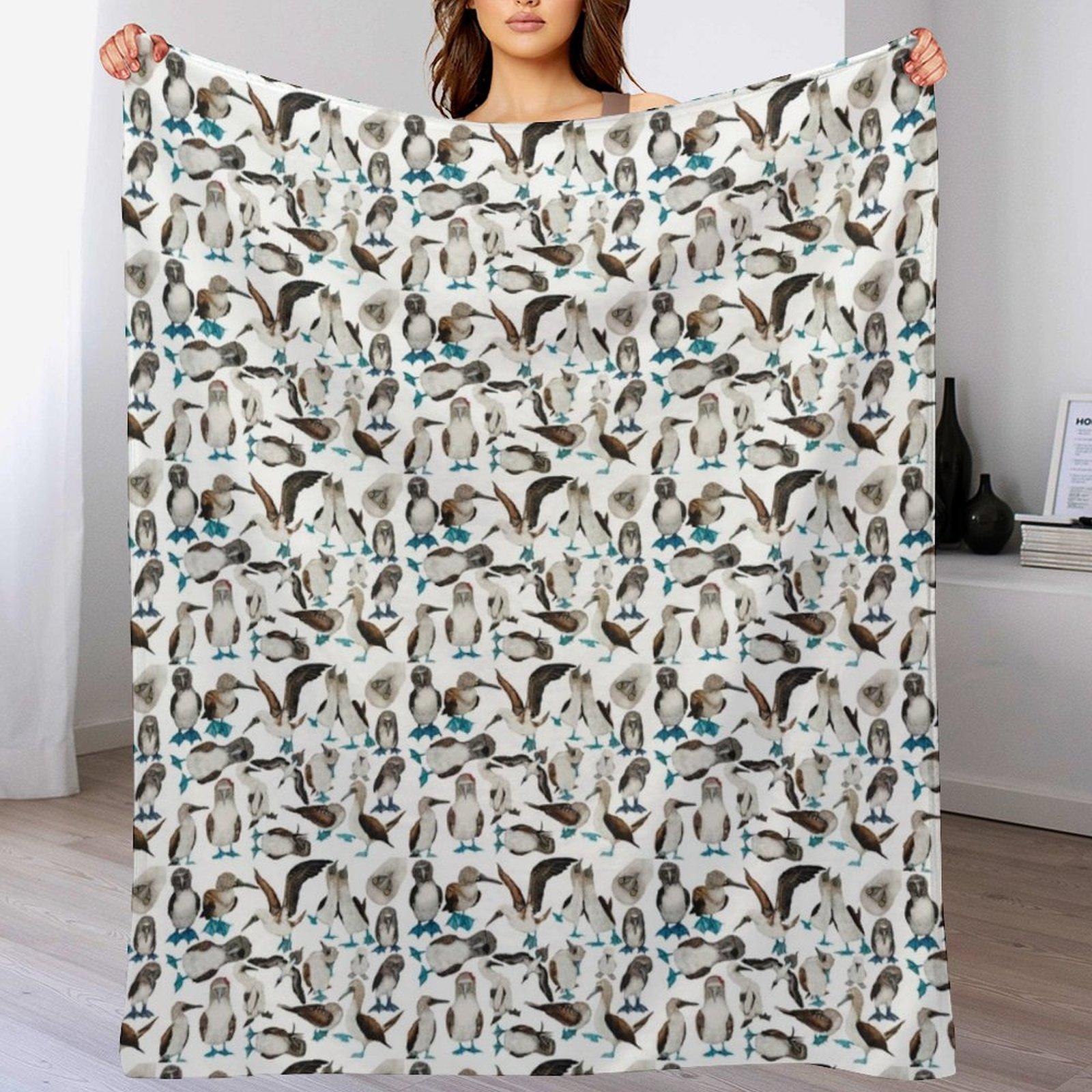aHelloa aHi aGood Daya from the Blue Footed Boobies Throw Blanket Cozy Throw Blanket for Bed Sofa Chair 102x76cm(40x30in)