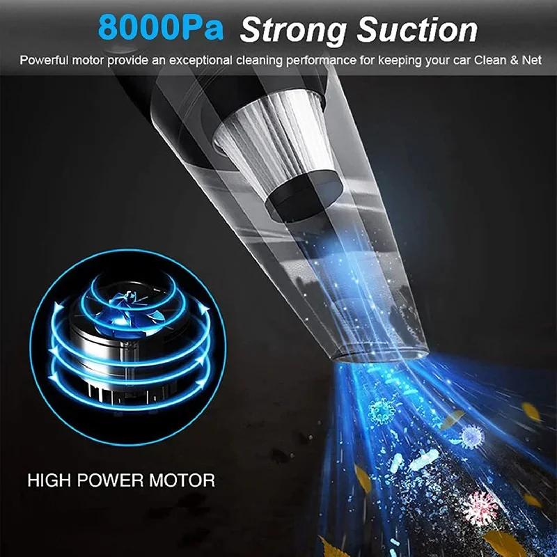 12V Rechargeable Car Vacuum - Portable Handheld Cleaner with Washable Filter