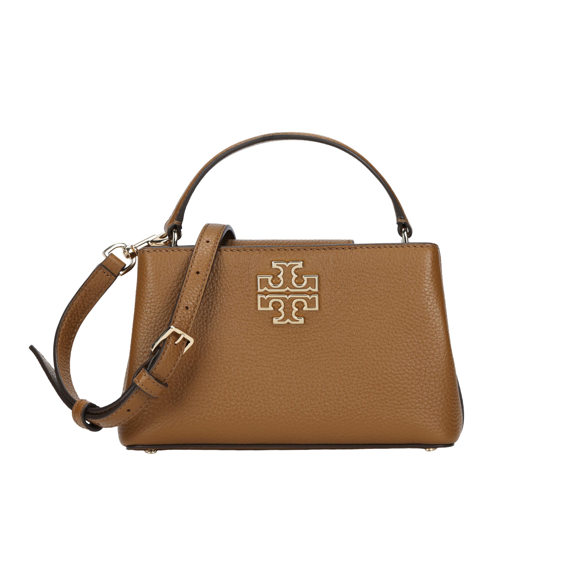 Tory Burch Women's Brown Britten Adjustable Shoulder Strap Magnetic Closure Leather Shoulder Crossbody Handbag Handbags 145357-909