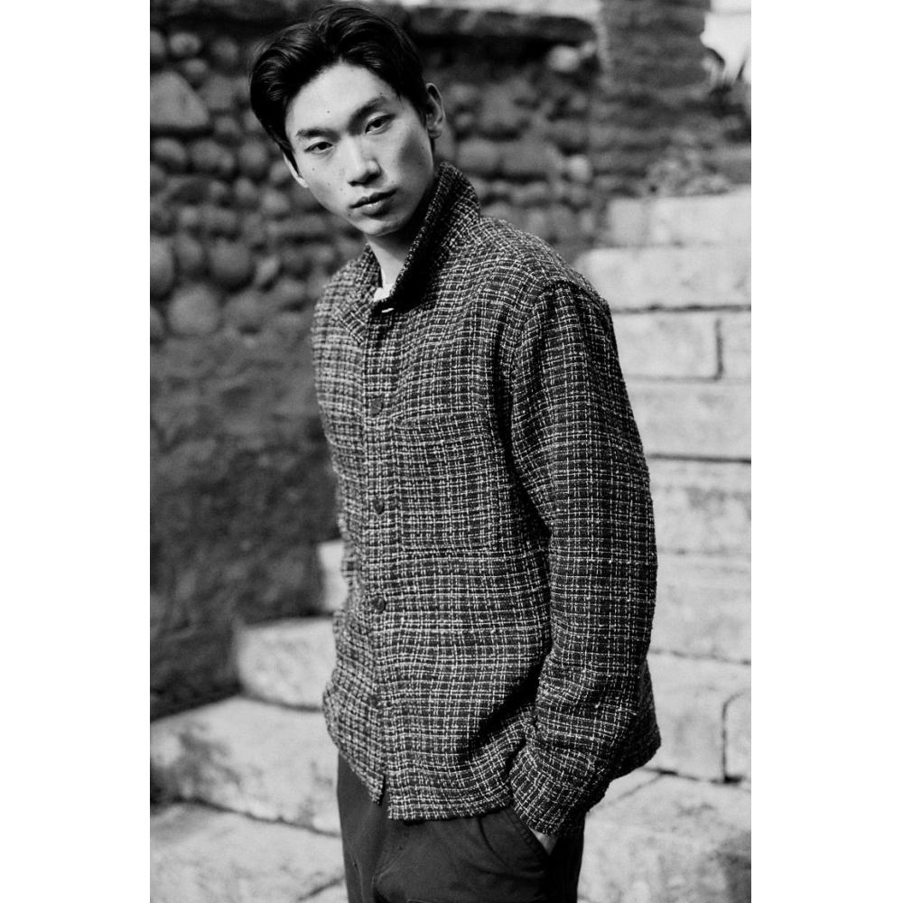 H M Regular Fit Waffle Texture oversHirt Navy Blue Patterned