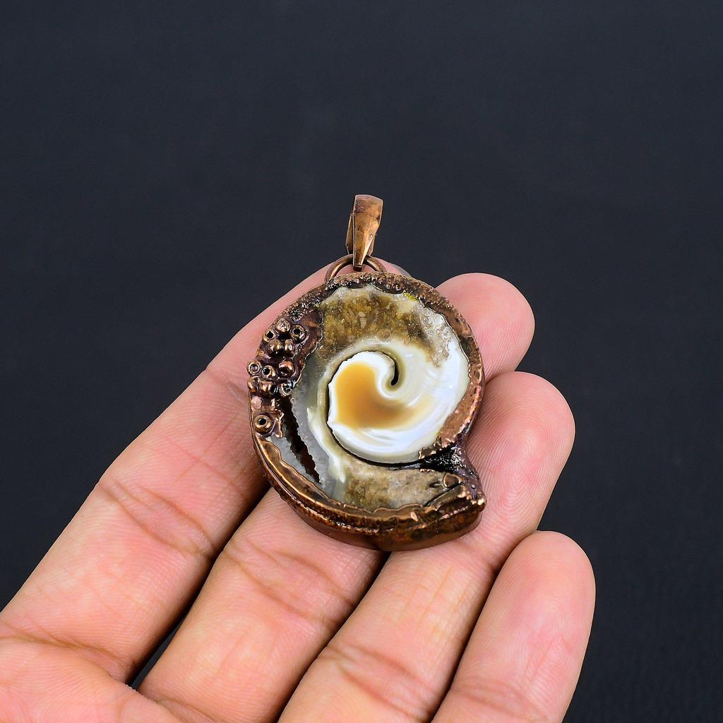 Shiva Eye Pendant, Copper Electroformed Gemstone Jewelry, Handmade Pendant, For Memorial Day