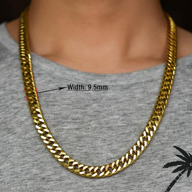 Basic Mens Stainless Steel Necklace Gold and Copper Color Chunky Link Cuban Curb Chain for Punk Hiphop Boy Choker Metal Jewelry