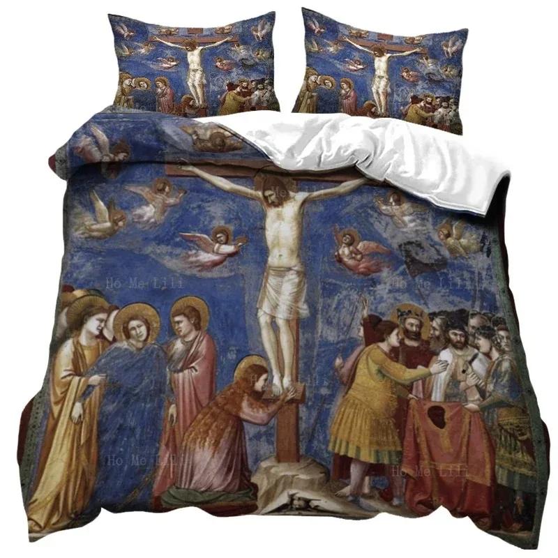 3D Jesus Duvet Cover Christian Sacred Jesus Bedding Set God Bless You Soft Quilt Cover Set KingQueen Size for Adults Women Men