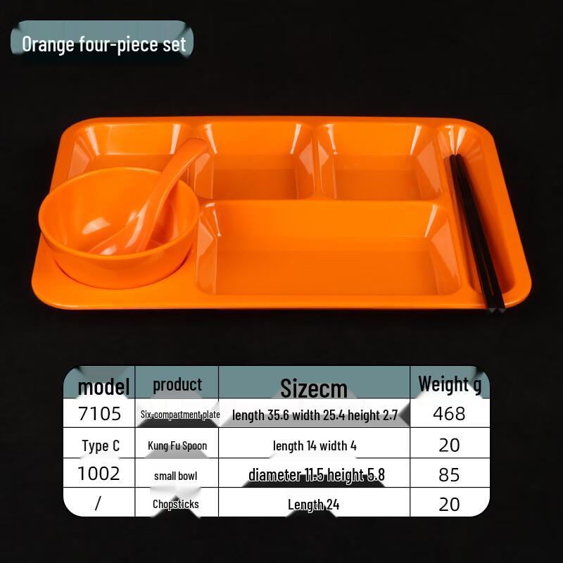 Six-Compartment Square Melamine Lunch Tray